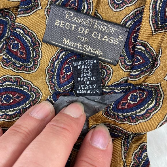 Robert Talbott Best of Class Mark Shale Burgundy/Geometric Silk Tie Hand Sewn - Picture 5 of 5